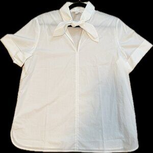 COS White Short Sleeve Blouse - Flowy Fit Neck Tie - New with Tags | Size 8